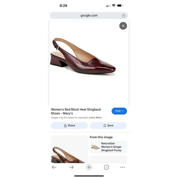 Naturalizer Womens Banks Slingback Pump Cabernet Sauvignon Red Lizard Leather 6W - Picture 1 of 8